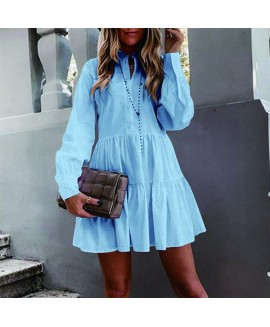 Temperament Casual Solid or Stitching Ruffle Loose Dress 