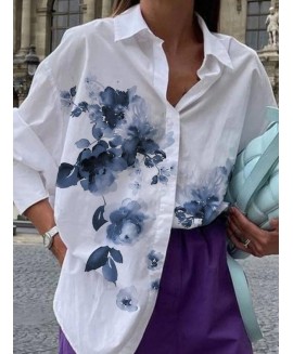 Wateror Floral Print Casual Long-sleeved Blouse 