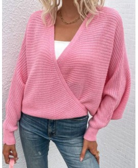 Pure Pink Pink Temperament muter Knit Pullover Sweater 