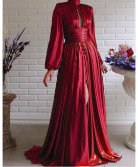 Sequin V-neck Long Sleeve Maxi Dress Elegant 