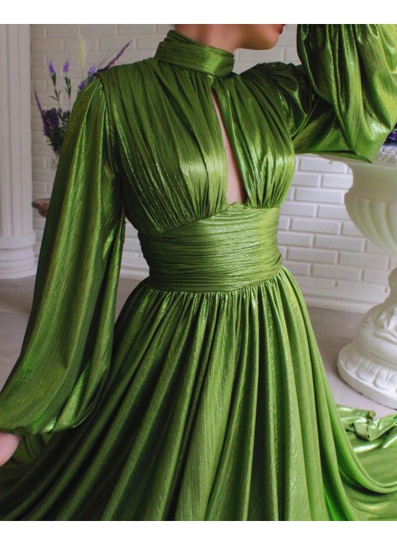 Sequin V-neck Long Sleeve Maxi Dress Elegant