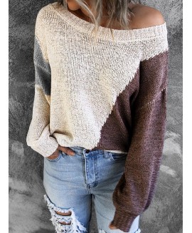 Irregular or Crew Neck Long-Sleeve Sweater Pullover 