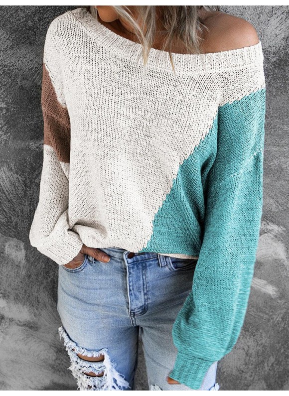 Irregular or Crew Neck Long-Sleeve Sweater Pullover
