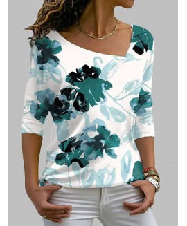 Long-sleeved Floral Print Long-sleeved T-shirt 