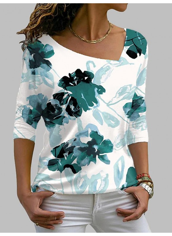 Long-sleeved Floral Print Long-sleeved T-shirt