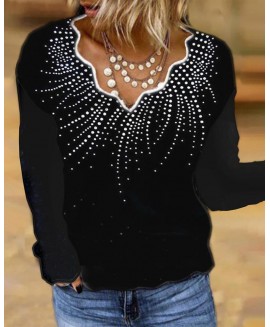 Women's Casual Solid or Long-sleeved T-shirt 