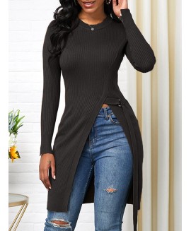 Round Neck Long Sleeve Solid or T-shirt 