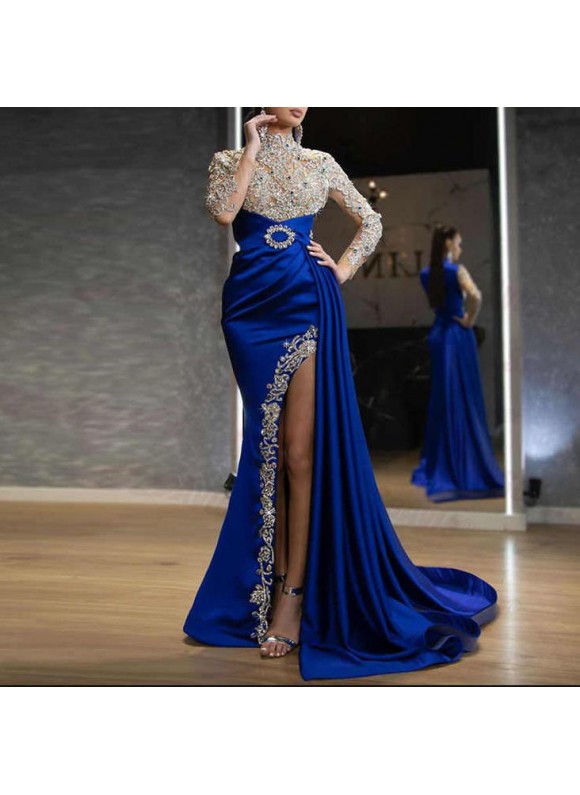 Elegant Blue Bronzed Round lar Dress