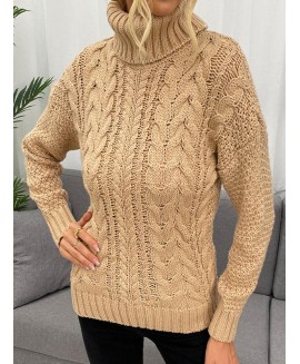 Fashion Solid or Pile lar Long Sleeve Casual Pullover 
