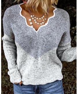Fashion ouring long sleeve ripple neck sweater 