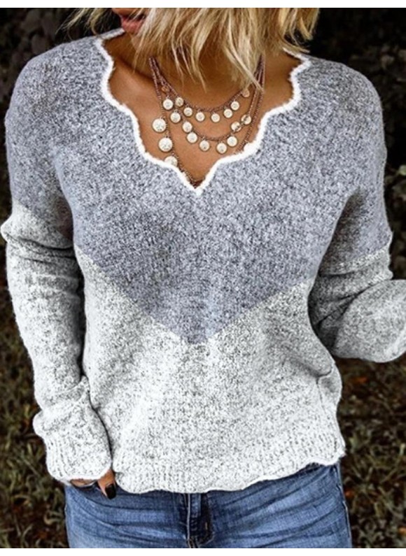 Fashion ouring long sleeve ripple neck sweater