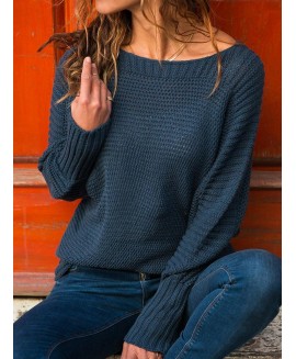Casual Solid or Crew Neck Long Sleeves Loose Sweater 