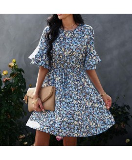 Ladies Floral Print Chiffon Dress 
