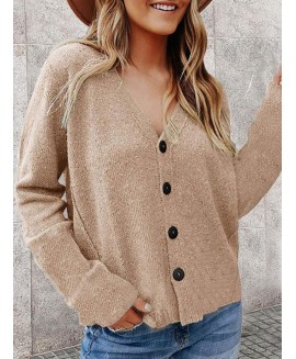 V-neck Solid or Casual Loose Sweater Cardigan 