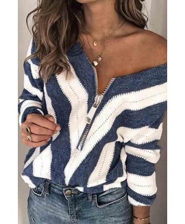 Casual V-neck Loose T-shirt Sweater 