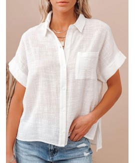 ton And Linen Solid or Short-sleeved Blouse 