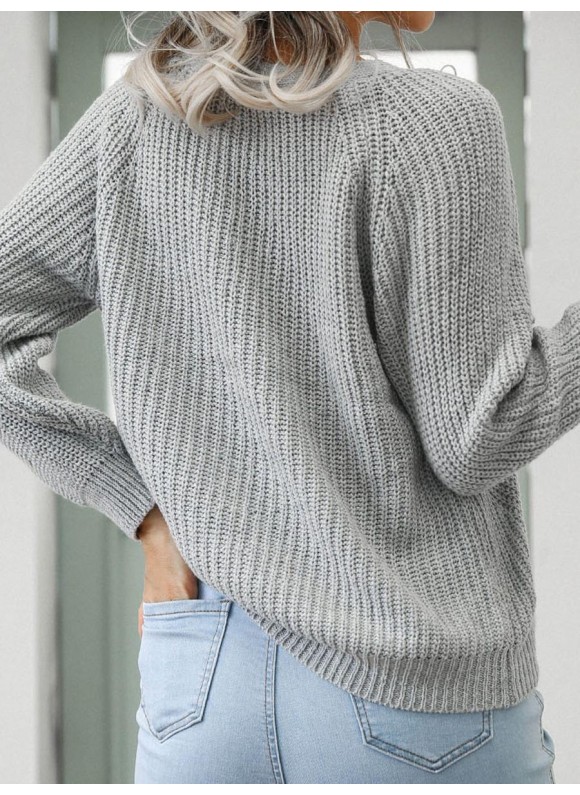 Casual Solid or V-Neck Long-Sleeved Cardigan Sweater