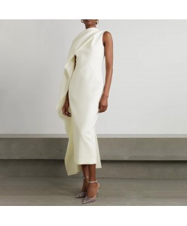 Women's Elegant White Shawl Design Dress 