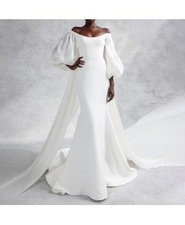 Women's Elegant Off-Shoulder White Mermaid Evening Dress 