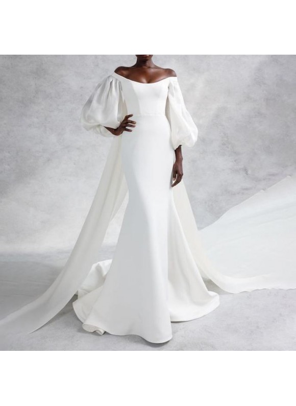 Women's Elegant Off-Shoulder White Mermaid Evening Dress
