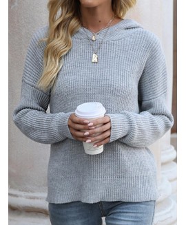 Casual Solid or Long-Sleeved Hooded Sweater 