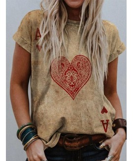 Womens Valentines Day unique heart-shaped faded T-shirt 