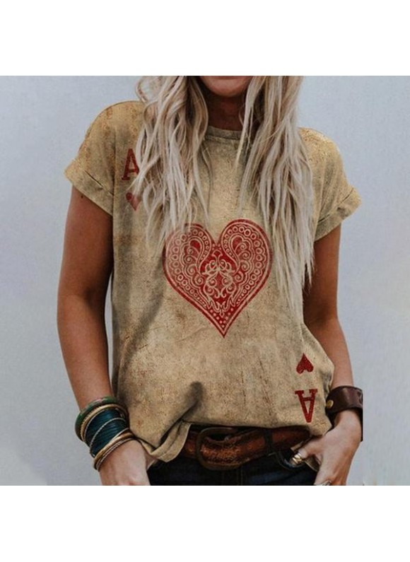 Womens Valentines Day unique heart-shaped faded T-shirt