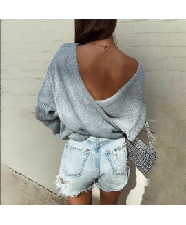 Simple open back sweater 