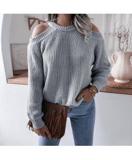 Women's Fashion Off-shoulder Loose Knit Sweater 