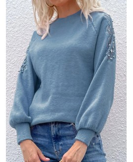 Fashion Solid or Long-sleeved Half-high lar Casual Pullover 