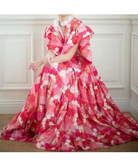 Elegant V-neck Loose Print Dress 