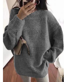 Pure or Loose Casual Knit Pullover 