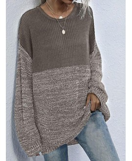 Fashion or Matching Round Neck Loose Long Sleeve Casual Pullover 