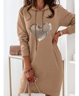 Heart Casual Long Sleeve Dress 