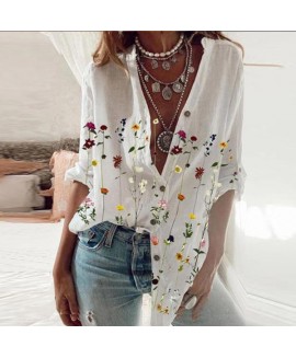 Casual Floral Print Single-Breasted Shirt 