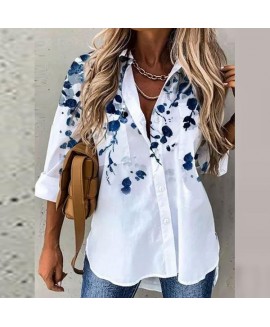 Floral Print Loose Casual Long-sleeved Blouse 