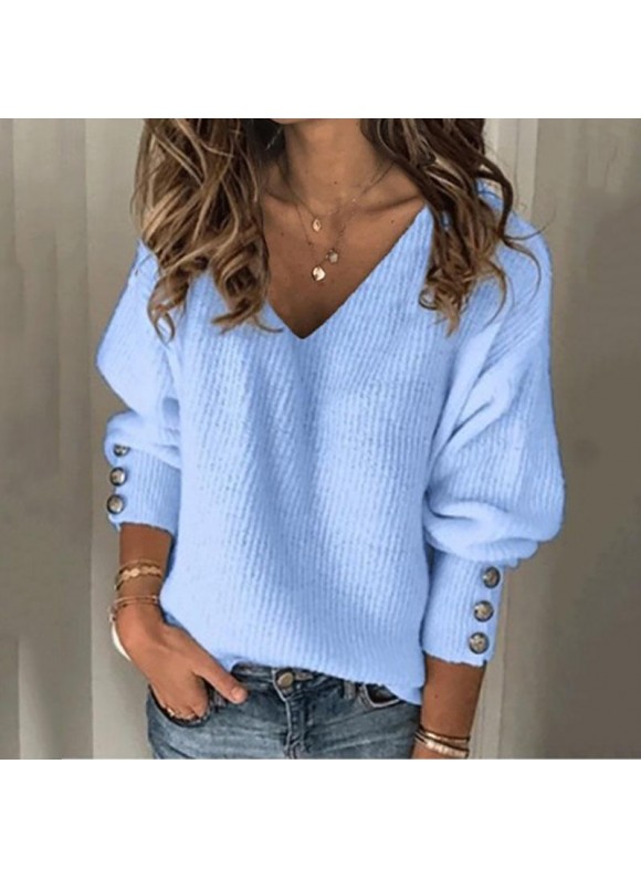 Women's Fashion Solid or Wild V-neck Loose Blouse