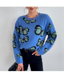 Ladies' Butterfly Knit With Round Neck 