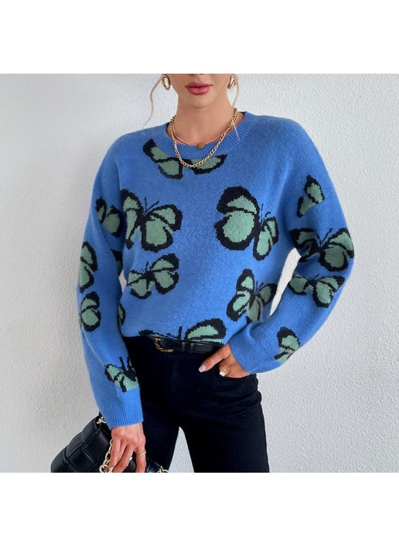 Ladies' Butterfly Knit With Round Neck
