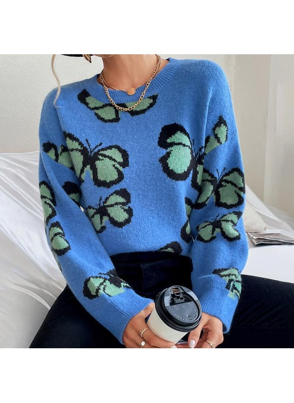 Ladies' Butterfly Knit With Round Neck