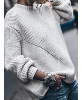 Round Neck Casual Loose Solid or Sweater Pullover 