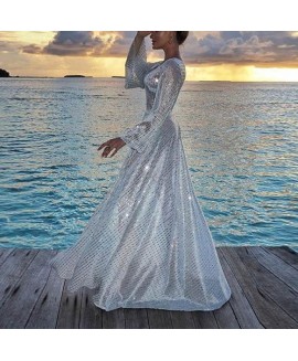 Stylish And Elegant Long Sequined Dress 