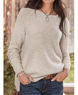 Pure or Round Neck Long-sleeved Loose Casual Fashion Sweater 