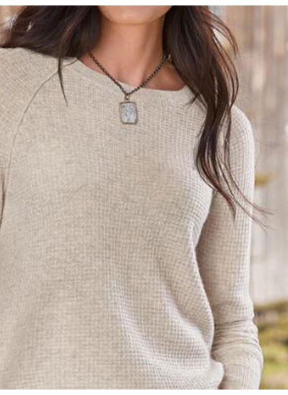 Pure or Round Neck Long-sleeved Loose Casual Fashion Sweater