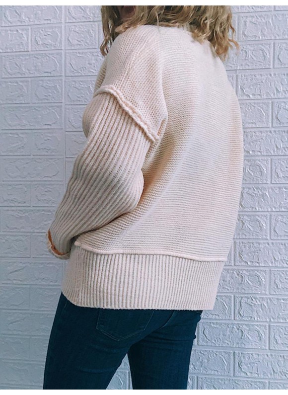 Fall/Winter Solid or V-neck Long Sleeve Pullover