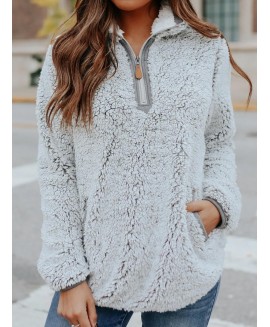 Two-pocket Suede Warm Long-sleeved Sweatshirt 