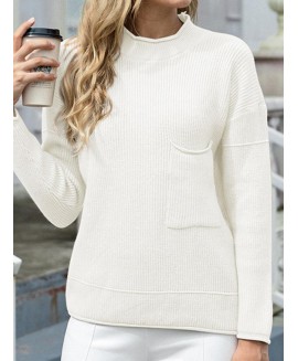 Casual Long-Sleeved Solid or Pocket Sweater 