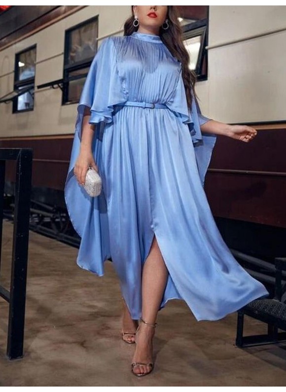 Women's Fashion Elegant High Waist Slit Silk Silk Dress