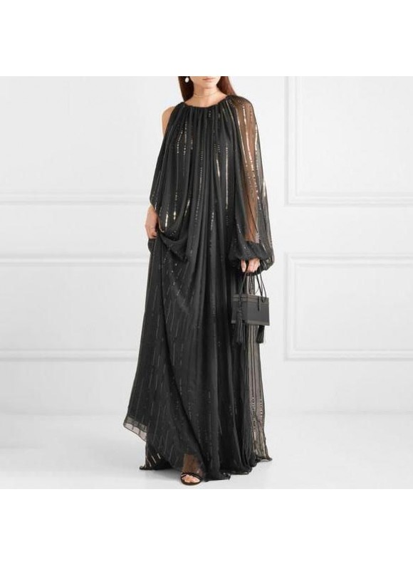 Women's Elegant Black Bronzing Loose Tencel Dress