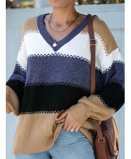 Casual or Matching V-Neck Long-Sleeved Sweater 